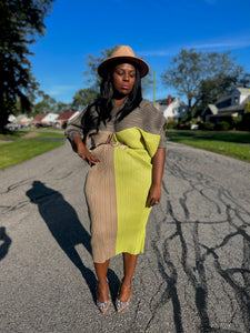 We Outside Colorblock Dress Green-One Size Fits Most