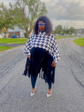 Load image into Gallery viewer, MJ Black &amp; White Houndstooth Sweater Poncho
